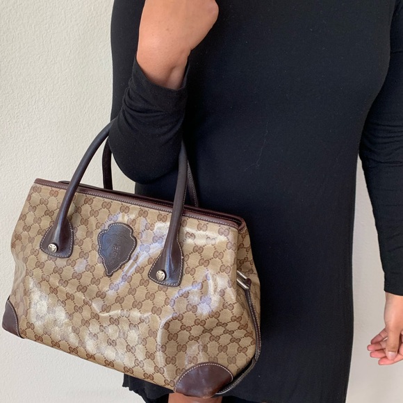 💯% Authentic Crystal Joy Monogram brown bag - Picture 1 of 8